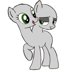 Size: 868x921 | Tagged: safe, artist:calebtyink, species:earth pony, species:pony, base, conjoined, conjoined twins, lidded eyes, multiple heads, raised hoof, simple background, smiling, template, two heads, white background