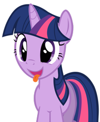 Size: 810x986 | Tagged: dead source, safe, artist:dentist73548, character:twilight sparkle, character:twilight sparkle (unicorn), species:pony, species:unicorn, episode:a bird in the hoof, g4, my little pony: friendship is magic, delicious, female, hidden wings, hungry, open mouth, removed from deviantart, simple background, solo, tongue out, transparent background, vector