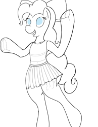 Size: 3100x4000 | Tagged: safe, artist:riskypony, character:pinkie pie, bow, cheerleader, cheerleader outfit, clothing, cute, miniskirt, pleated skirt, skirt