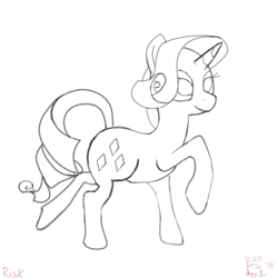 Size: 600x600 | Tagged: safe, artist:riskypony, character:rarity, species:pony, species:unicorn, female, monochrome, simple background, solo