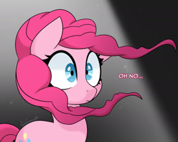 Size: 1999x1596 | Tagged: safe, artist:vale-bandicoot96, character:pinkie pie, species:earth pony, species:pony, episode:party of one, g4, my little pony: friendship is magic, deflating, deflating hair, female, mare, sad, scene interpretation, solo