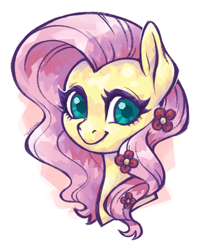 Size: 4405x5506 | Tagged: safe, artist:taytinabelle, character:fluttershy, species:crystal pony, species:pegasus, species:pony, absurd resolution, bust, crystallized, cute, digital art, female, flower, flower in hair, looking at you, mare, shyabetes, simple background, smiling, solo, wavy hair, white background