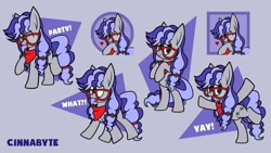Size: 1280x720 | Tagged: safe, artist:tridashie, oc, oc:cinnabyte, adorkable, commission, cute, dork, pack, party, ref, reference sheet, shock, smiling, yay, ych pack, your character here