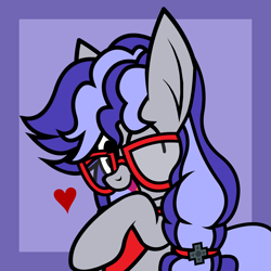Size: 2342x2342 | Tagged: safe, artist:tridashie, oc, oc only, oc:cinnabyte, adorkable, bandana, cute, dork, excited, glasses, heart, icon, party, smiling, solo