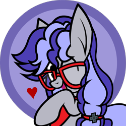 Size: 2345x2345 | Tagged: safe, alternate version, artist:tridashie, oc, oc only, oc:cinnabyte, adorkable, bandana, cute, dork, excited, glasses, icon, party, simple background, smiling, solo, transparent background