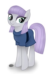 Size: 768x1024 | Tagged: safe, artist:delfinaluther, character:boulder, character:maud pie, species:earth pony, species:pony, cute, female, looking at you, mare, maudabetes, rock, simple background, smiling, standing, when she smiles, white background