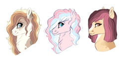 Size: 4870x2231 | Tagged: safe, artist:venommocity, oc, oc only, oc:cookie butter, oc:squirrel, oc:strawberry sorbet, parent:cheese sandwich, parent:pinkie pie, parents:cheesepie, species:earth pony, species:pony, bust, female, high res, mare, offspring, portrait, siblings, simple background, sisters, white background
