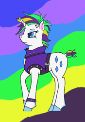 Size: 1170x1669 | Tagged: safe, artist:assertiveshypony, character:rarity, species:pony, species:unicorn, episode:it isn't the mane thing about you, g4, my little pony: friendship is magic, alternate hairstyle, clothing, digital art, punk, punkity, simple background