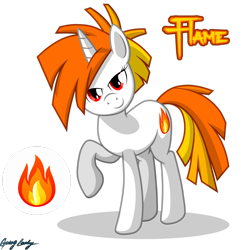 Size: 2449x2449 | Tagged: safe, artist:le-23, oc, oc:flame, species:pony, species:unicorn, female, high res, mare, raised hoof, simple background, solo, transparent background