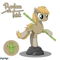 Size: 2449x2449 | Tagged: safe, artist:le-23, oc, oc:bamboo trick, species:earth pony, species:pony, bamboo, female, high res, mare, rock, simple background, solo, transparent background