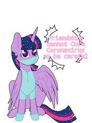 Size: 768x1024 | Tagged: safe, artist:delfinaluther, character:twilight sparkle, character:twilight sparkle (alicorn), species:alicorn, species:pony, coronavirus, covid-19, female, gloves, hoof gloves, mask, rubber gloves, save, simple background, solo, surgical mask, white background