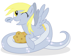 Size: 1280x999 | Tagged: safe, artist:elsdrake, artist:starshinecelestalis, character:derpy hooves, species:lamia, dialogue, female, muffin, original species, simple background, solo, species swap, transparent background, vector