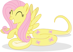 Size: 1024x731 | Tagged: safe, artist:elsdrake, character:fluttershy, species:lamia, female, fluttersnake, lamiafied, original species, simple background, solo, species swap, transparent background, vector