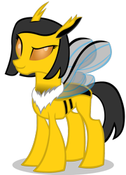 Size: 955x1323 | Tagged: safe, artist:thunder-blur, oc, oc only, oc:beatrice honeyblossom, species:changeling, species:reformed changeling, bee, beeling, simple background, transparent background, yellow changeling