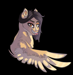 Size: 2891x3000 | Tagged: safe, artist:venommocity, oc, oc:ven, species:pegasus, species:pony, bust, female, forked tongue, mare, portrait, solo, two toned wings, wings