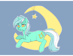Size: 1666x1294 | Tagged: safe, artist:haruhi-il, character:lyra heartstrings, species:pony, species:unicorn, crescent moon, female, moon, solo, stars, tangible heavenly object