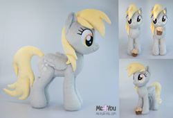 Size: 1600x1085 | Tagged: safe, artist:meplushyou, character:derpy hooves, species:pegasus, species:pony, ditzy doo, food, irl, muffin, photo, plushie, solo
