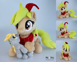 Size: 1800x1455 | Tagged: safe, artist:meplushyou, character:derpy hooves, oc, oc:pixie, species:pegasus, species:pony, irl, pegasus oc, peter pan, photo, plush making, plushie, sewing, sewing needle, tinkerbell, wings