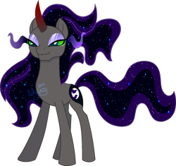 Size: 1296x1217 | Tagged: safe, artist:katsuforov-chan, artist:shiiazu, oc, oc only, oc:somber moon, parent:king sombra, parent:nightmare moon, parents:sombramoon, species:pony, species:unicorn, female, mare, offspring, simple background, solo, sombra eyes, transparent background