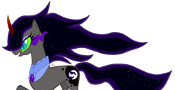 Size: 1333x688 | Tagged: safe, artist:katsuforov-chan, artist:shiiazu, oc, oc only, oc:somber moon, parent:king sombra, parent:nightmare moon, parents:sombramoon, species:pony, species:unicorn, female, mare, offspring, simple background, solo, sombra eyes, transparent background