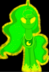 Size: 413x610 | Tagged: safe, artist:mellow91, edit, character:princess luna, oc, oc:the supreme being, glare, glowing eyes, possessed, yellow eyes
