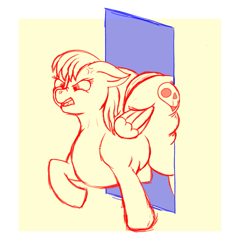 Size: 965x1006 | Tagged: safe, artist:thewindking, oc, oc only, oc:death lust, species:pegasus, species:pony, furious, pegasus oc, stuck, the ass was fat, the ass was too fat, wings