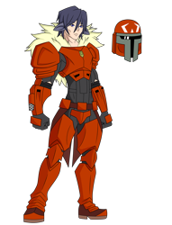 Size: 1700x2227 | Tagged: safe, artist:j053ph-d4n13l, oc, oc only, oc:blast buster, species:human, armor, belt, boots, clothing, crossover, eared humanization, gloves, helmet, humanized, humanized oc, male, mandalorian, pants, shoes, simple background, solo, star wars, tailed humanization, transparent background