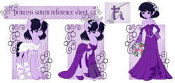 Size: 4200x1995 | Tagged: safe, artist:j053ph-d4n13l, species:pony, species:unicorn, my little pony:equestria girls, clothing, commission, crossover, dress, equestria girls-ified, female, flower, headband, hoof shoes, mare, ponified, reference sheet, rose, sailor moon, sailor saturn, simple background, solo, transparent background