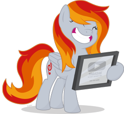 Size: 2000x1851 | Tagged: safe, artist:le-23, oc, oc:tridashie, species:pegasus, species:pony, award, eyes closed, hoof hold, pegasus oc, simple background, smiling, transparent background, vector, wings, youtuber