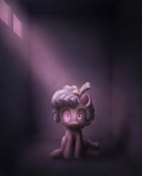 Size: 849x1050 | Tagged: safe, artist:rainspeak, character:cozy glow, species:pegasus, species:pony, newbie artist training grounds, alone, atg 2020, female, isolation, prison, solitary confinement, solo
