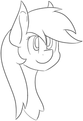 Size: 1457x2125 | Tagged: safe, artist:skylarpalette, character:rainbow dash, species:pegasus, species:pony, closed mouth, female, fluffy, lineart, looking up, mare, monochrome, simple background, sketch, smiling, transparent background