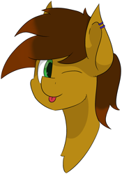 Size: 1845x2639 | Tagged: safe, artist:skylarpalette, oc, oc only, oc:twitchyylive, species:earth pony, species:pony, big ears, blep, ear piercing, earring, earth pony oc, fluffy, jewelry, male, one eye closed, piercing, simple background, simple shading, stallion, tilt of the head, tongue out, transparent background, wink
