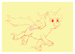 Size: 3046x2188 | Tagged: safe, artist:thewindking, oc, oc only, species:pony, species:unicorn, galloping, horn, simple background, sketch, smoke pony, smoke trail, unicorn oc