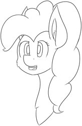 Size: 1723x2646 | Tagged: safe, artist:skylarpalette, character:pinkie pie, species:earth pony, species:pony, big ears, ear fluff, excited, female, fluffy, fluffy mane, happy, mare, open mouth, simple background, transparent background
