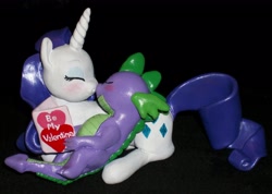 Size: 3356x2396 | Tagged: safe, artist:madponyscientist, character:rarity, character:spike, species:dragon, species:pony, species:unicorn, ship:sparity, boop, craft, female, holiday, irl, male, noseboop, photo, sculpture, shipping, straight, valentine, valentine's day