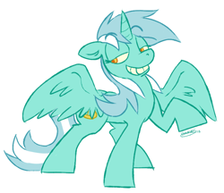 Size: 742x640 | Tagged: safe, artist:owl-eyes, character:lyra heartstrings, species:alicorn, species:pony, alicornified, female, grin, lidded eyes, lyracorn, race swap, simple background, solo, white background