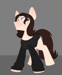 Size: 966x1163 | Tagged: safe, artist:ash_helz, oc, oc only, species:earth pony, species:pony, clothing, earth pony oc, smiling, solo