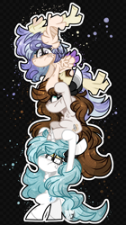 Size: 1280x2280 | Tagged: safe, artist:jxst-starly, oc, oc:aurora lighthope, oc:krystal doodle, oc:melody blisswood, species:earth pony, species:pegasus, species:pony, species:unicorn, abstract background, cheek fluff, cutie mark crusader ocs, earth pony oc, female, filly, filly oc's, horn, pegasus oc, redraw, stack, unicorn oc, wings