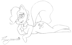 Size: 1283x807 | Tagged: safe, artist:timmy_22222001, character:mayor mare, species:earth pony, species:pony, draw me like one of your french girls, female, glasses, hair over one eye, hoof on cheek, mare, monochrome, pencil drawing, sketch, solo, traditional art