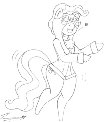 Size: 1024x1167 | Tagged: safe, artist:timmy_22222001, character:mayor mare, species:earth pony, species:pony, clothing, cosplay, costume, female, hoodie, kigurumi, monochrome, pencil drawing, semi-anthro, solo, traditional art