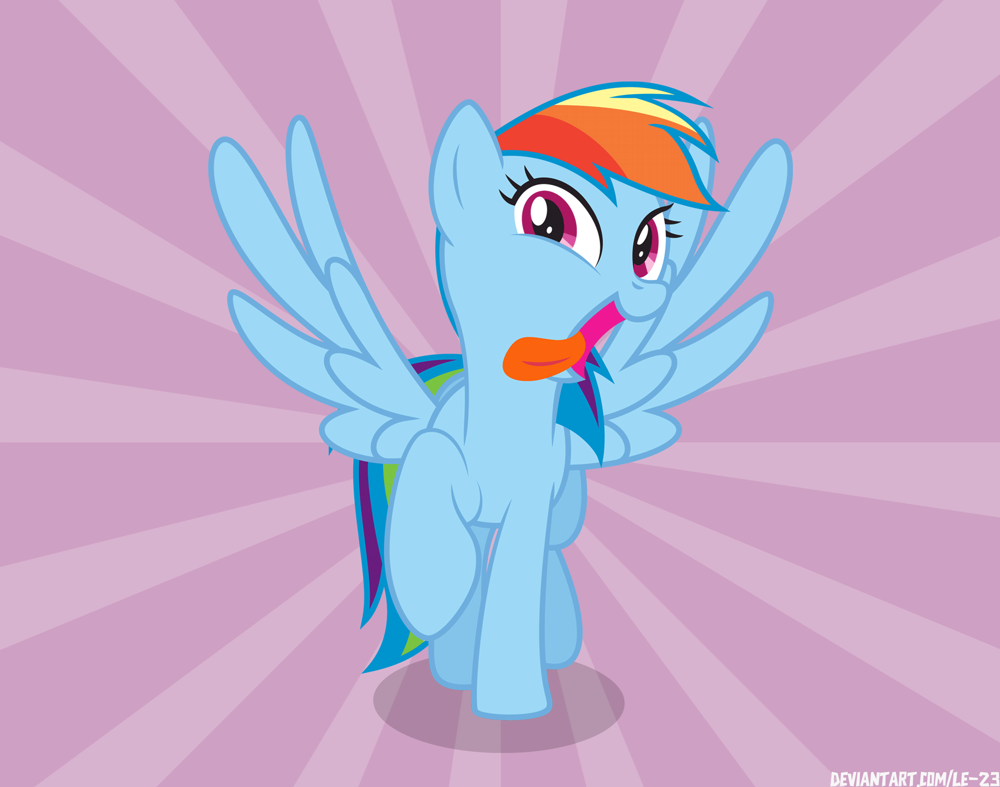 Size: 2000x1575 | Tagged: safe, artist:le-23, character:rainbow dash, species:pegasus, species:pony, animated, female, flapping, gif, tongue out