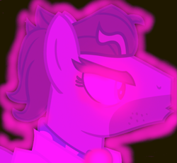 Size: 1159x1067 | Tagged: safe, artist:mellow91, edit, edited screencap, screencap, character:doctor caballeron, oc, oc:nephyre, black background, glowing eyes, male possessed by female, pink, pink eyes, possessed, simple background, solo