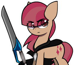 Size: 453x400 | Tagged: safe, alternate version, artist:darksoma, oc, oc only, oc:mira star, species:earth pony, species:pony, exclusive, simple background, solo, species:darksider, sword, the darksiders, thin lineart, transparent background, weapon