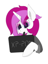 Size: 6000x8000 | Tagged: safe, artist:skylarpalette, oc, oc only, oc:skylar palette, species:pony, species:unicorn, cheek fluff, clothing, drawing, drawing tablet, ear fluff, fluffy, glasses, hoodie, horn, looking down, pen, pink eyes, pink mane, simple background, simple shading, transparent background, unicorn oc, white fur