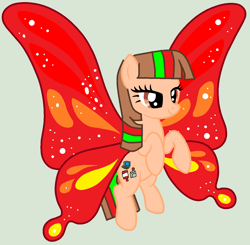 Size: 1300x1276 | Tagged: safe, artist:twidashfan1234, base used, oc, oc only, oc:firefly solstice, species:pegasus, species:pony, g4, butterfly wings, flying, solo, wings