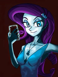 Size: 756x1007 | Tagged: safe, artist:dadss_rootbeer, artist:xjleiu, character:rarity, species:eqg human, g4, my little pony:equestria girls, breasts, cellphone, cleavage, clothing, dark, dress, female, jewelry, necklace, phone, pixiv, smartphone, solo
