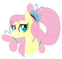 Size: 800x762 | Tagged: safe, artist:katsuforov-chan, artist:shiiazu, character:fluttershy, species:pegasus, species:pony, episode:the last problem, g4, my little pony: friendship is magic, colored pupils, cutie mark, ear fluff, female, hairpin, older, older fluttershy, ponytail, simple background, smiling, solo, transparent background, watermark