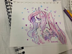 Size: 2048x1536 | Tagged: safe, artist:costly, character:fluttershy, g4, colored pencil drawing, crying, female, sad, solo, traditional art