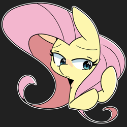 Size: 2000x2000 | Tagged: safe, artist:kindakismet, character:fluttershy, species:pony, g4, black background, blushing, bust, cute, female, high res, mare, shyabetes, simple background, solo