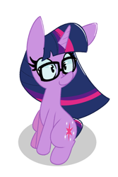 Size: 2500x3750 | Tagged: safe, artist:kindakismet, character:twilight sparkle, character:twilight sparkle (scitwi), species:pony, species:unicorn, g4, my little pony:equestria girls, cute, equestria girls ponified, female, glasses, high res, mare, simple background, solo, twiabetes, unicorn sci-twi, white background